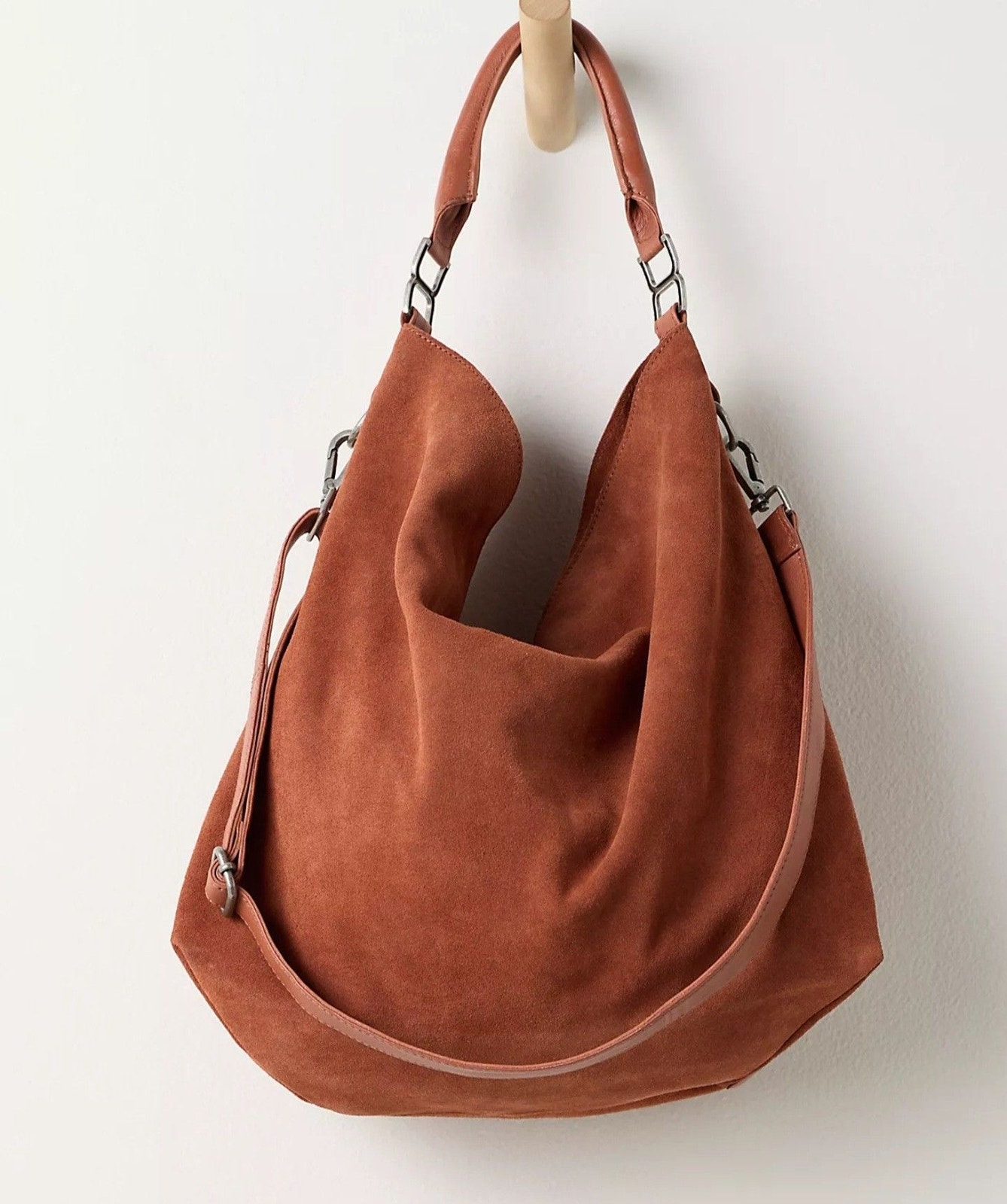 Free People | Nwt | Suzie Suede Slouchy Tote Bag | Between Brown
